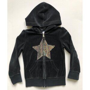 Circo Black Velour Zip-Up Hoodie With Sequin Star